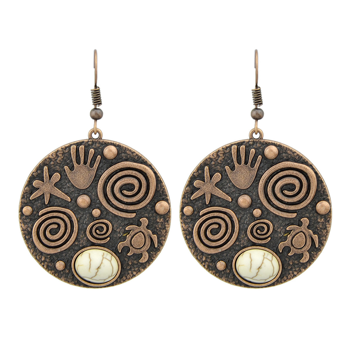 Turquoise Hand Turtle Starfish Round Earrings Designer Traditional Jewellery