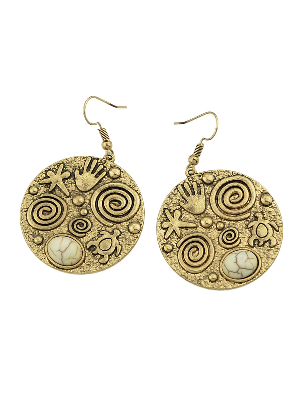 Turquoise Hand Turtle Starfish Round Earrings Designer Traditional Jewellery