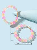 Candy Colour Handmade Acrylic Frosted Beads Circle Hoop Chunky Huggie Earrings