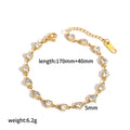 Pink Heart Diamond Bracelet – 18K Gold Plated Stainless Steel