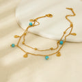 18K Gold-Plated Turquoise Shell Anklet for Women