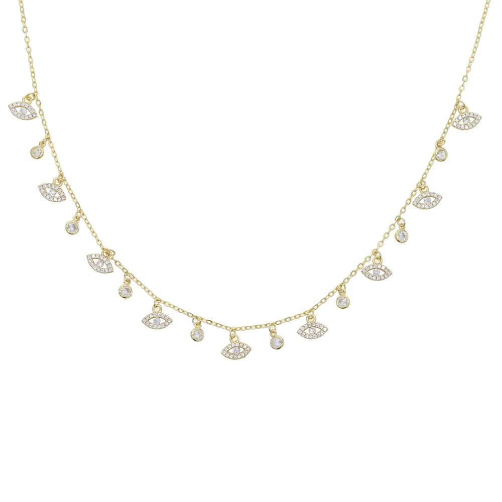 2025 New Arrived Evil Eye Round Cz Gold Silver Color Charm Choker Guardian Lucky Eye CZ Chain Pendant Necklace For Women Jewelry
