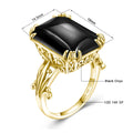 14K Gold-Filled Black Onyx Emerald-Cut Statement Ring