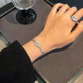 Luxury 18K Gold-Plated Oval Bracelet & Adjustable Ring Set for Women