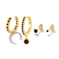 S925 Sterling Silver 4-Piece Zircon Stud & Hoop Earrings Set