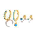 S925 Sterling Silver 4-Piece Zircon Stud & Hoop Earrings Set