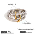 Gold Plated Stainless Steel Minimalist Geometric Stacking Ring for Women