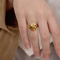 18K Gold Plated Zircon Ladybug Ring for Women