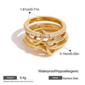 Gold Plated Stainless Steel Minimalist Geometric Stacking Ring for Women
