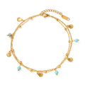 18K Gold-Plated Turquoise Shell Anklet for Women
