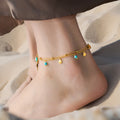 18K Gold-Plated Turquoise Shell Anklet for Women
