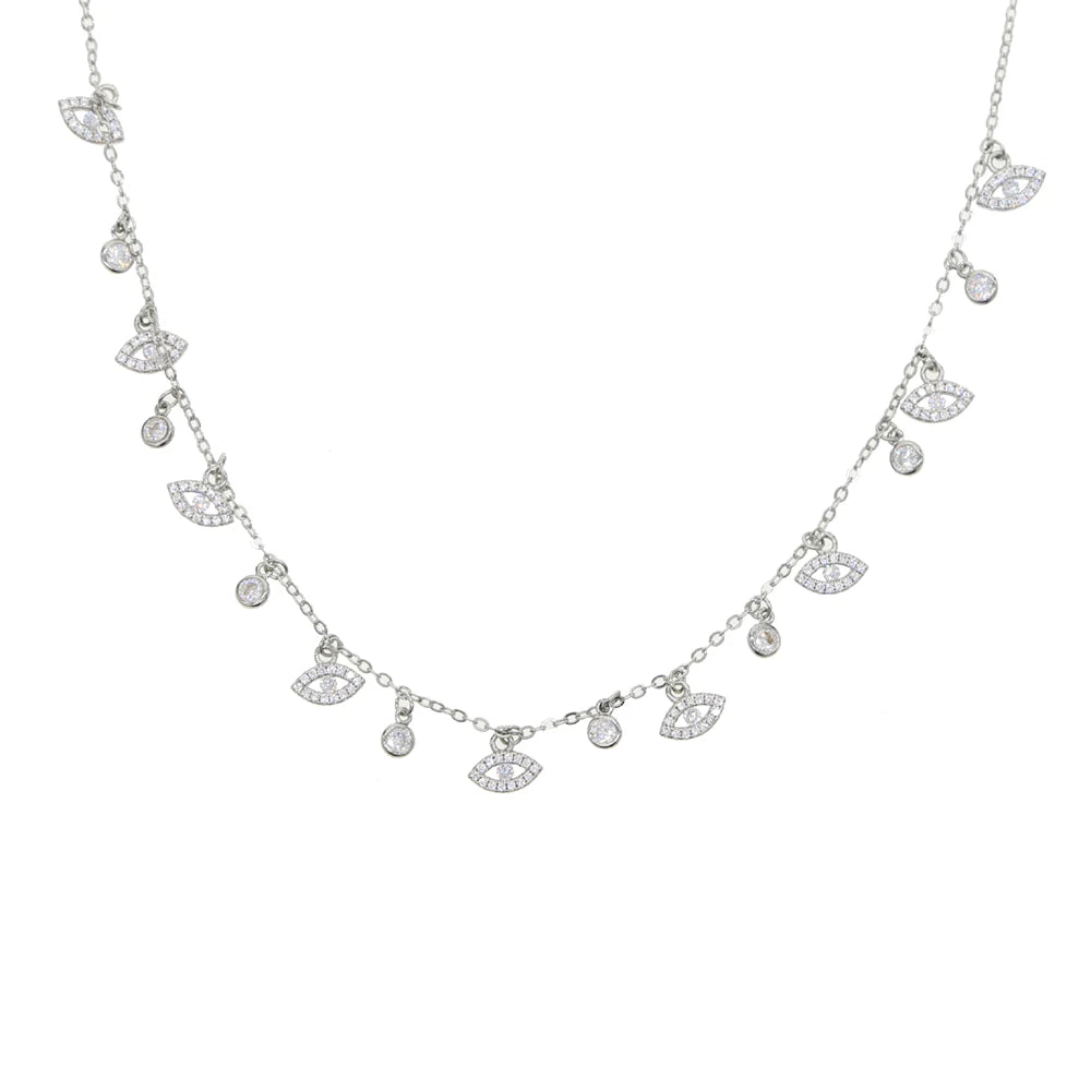 2025 New Arrived Evil Eye Round Cz Gold Silver Color Charm Choker Guardian Lucky Eye CZ Chain Pendant Necklace For Women Jewelry