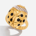 18K Gold Plated Zircon Ladybug Ring for Women