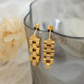 18K Gold Plated 316L Stainless Steel Chain Stud Earrings for Women