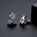 Women's Gold-Plated Flower Zircon Clip-On Earrings – No-Piercing Statement Earrings