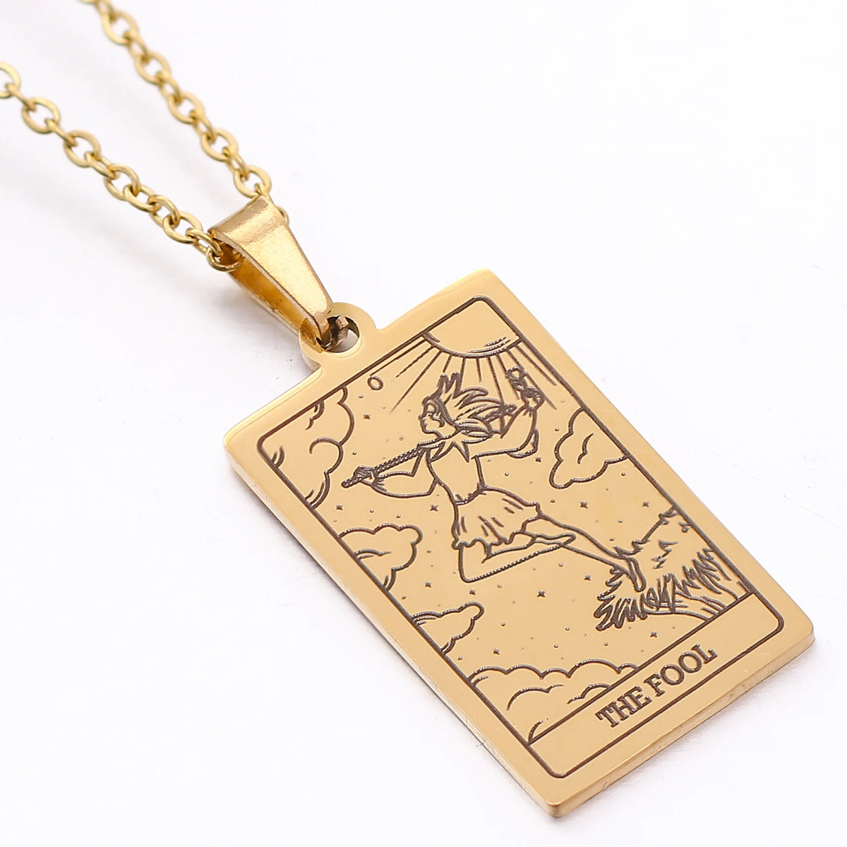 Tarot Card Necklace Stainless Steel Amulet Lucky Tarot Jewelry Women Choker Magician/Star/Moon/Sun Pendants Necklaces Wholesale