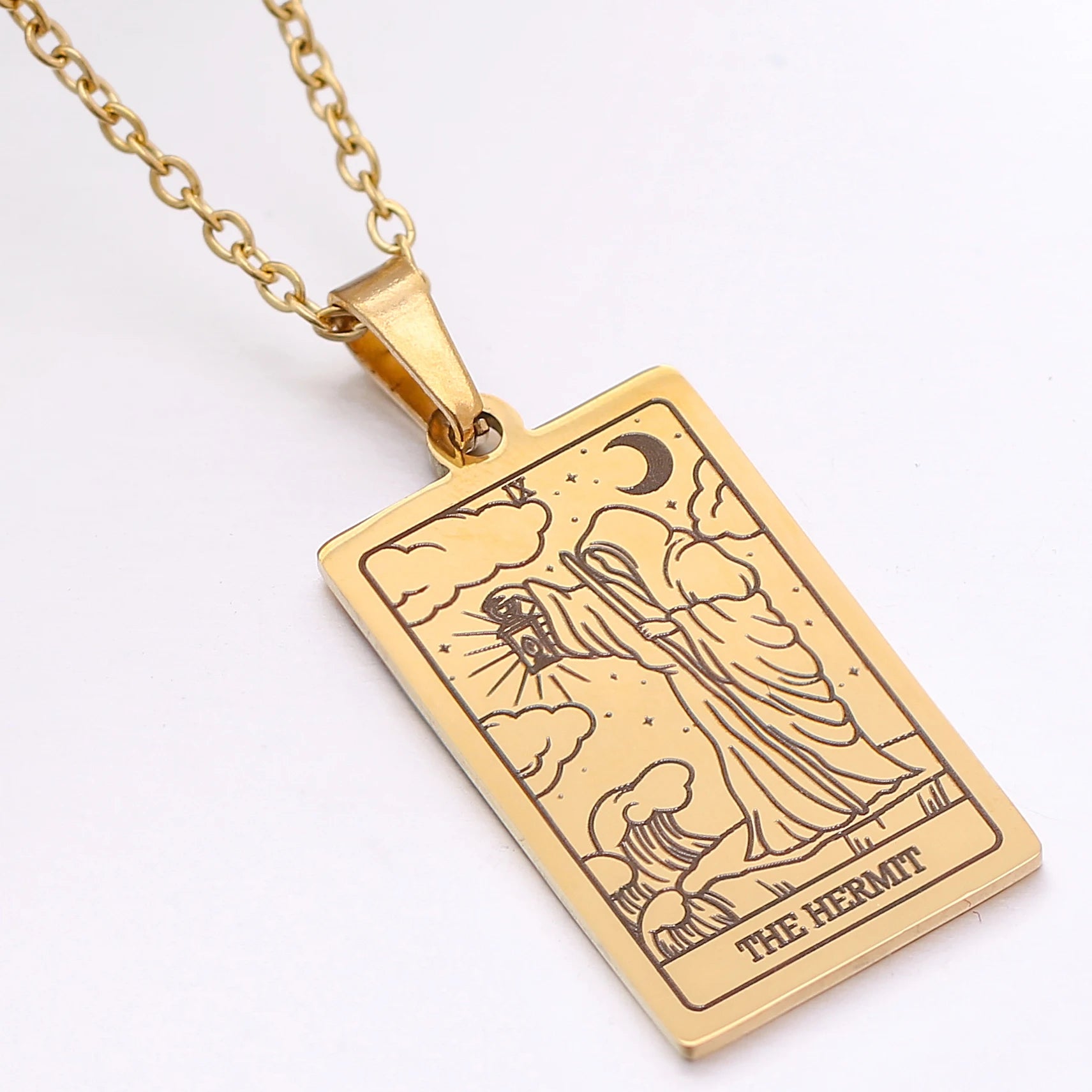 Tarot Card Necklace Stainless Steel Amulet Lucky Tarot Jewelry Women Choker Magician/Star/Moon/Sun Pendants Necklaces Wholesale