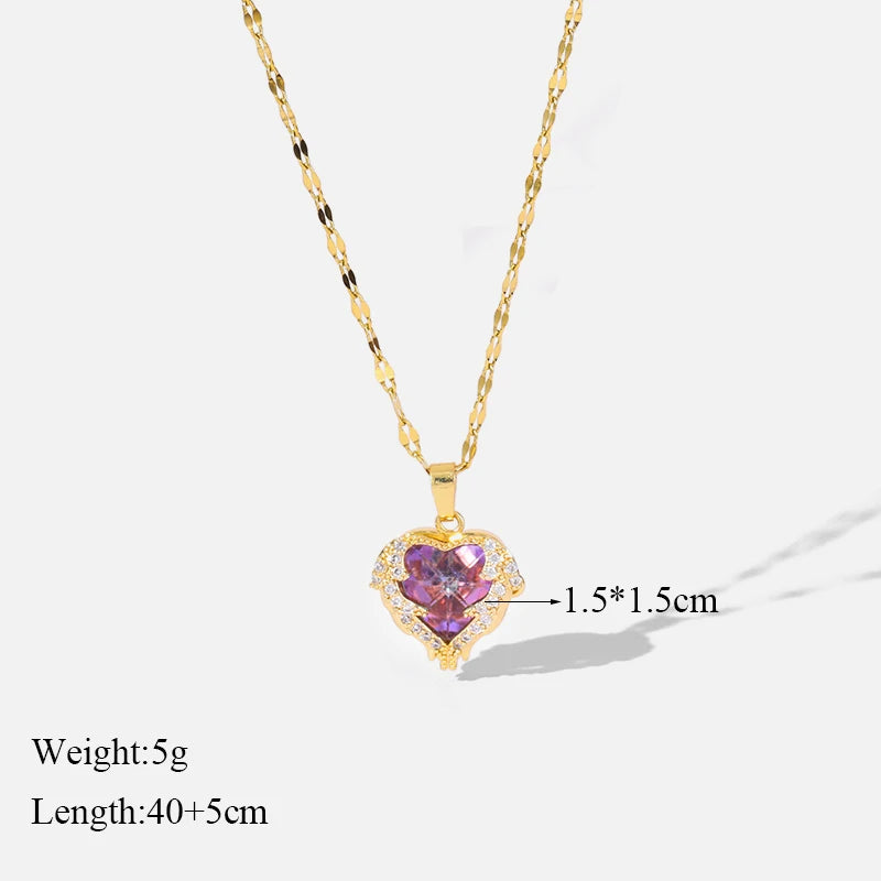 EILIECK 316L Stainless Steel Gold Color Zircon Necklace For Women Simple Style Chain Choker Fashion Wedding Necklaces Jewelry