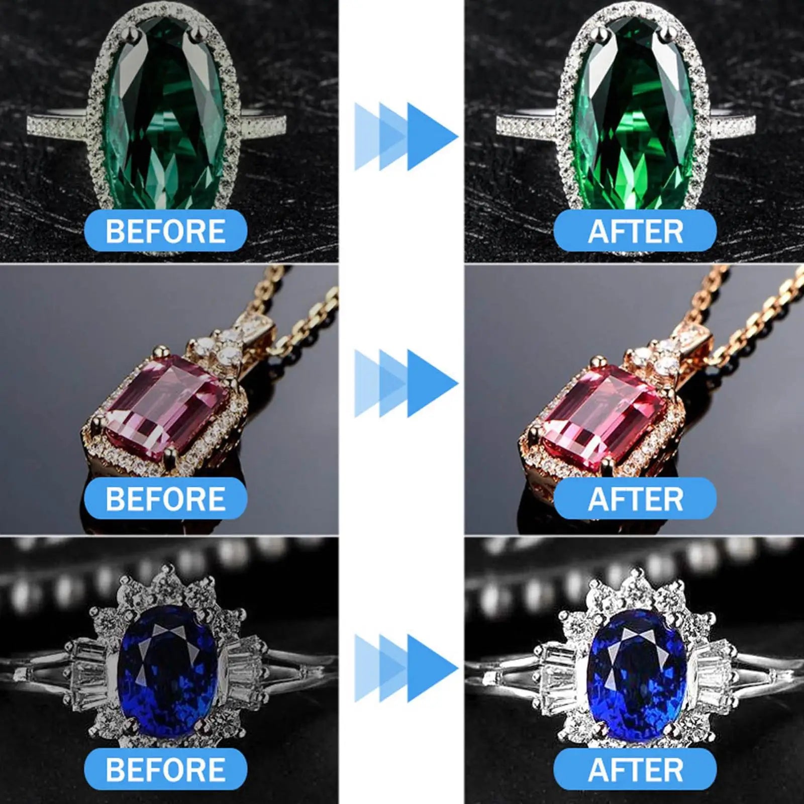 Jewelry Cleaner Cleaning Solution Tarnish Remover Stain-free Smooth Diamonds Gold Jewelry Clean Liquid Polishing Spray Kits