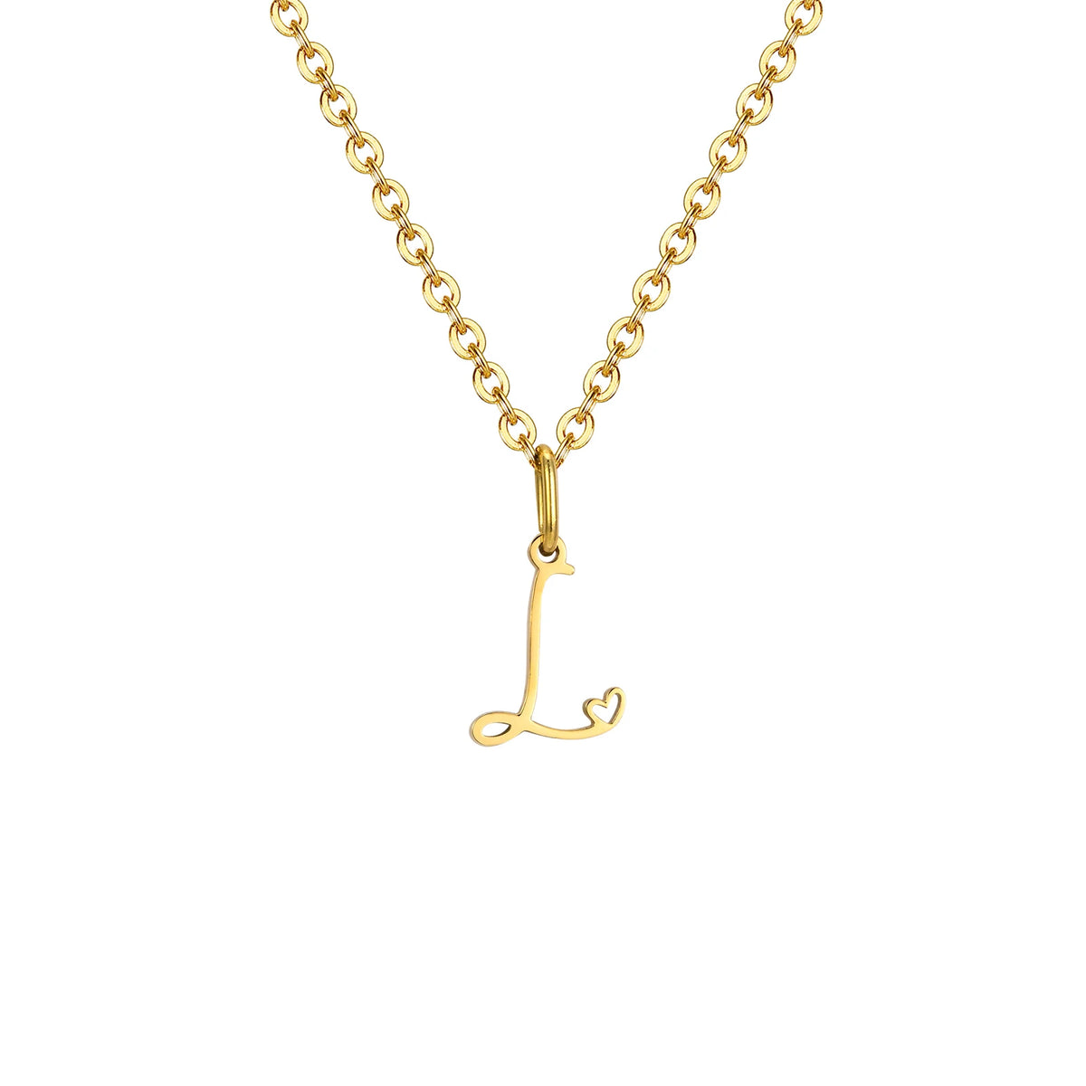 Dainty Heart Initial Necklace for Women, Gold Plated A-Z Letter Pendant, Waterproof Stainless Steel Monogram Jewelry, Personaliz