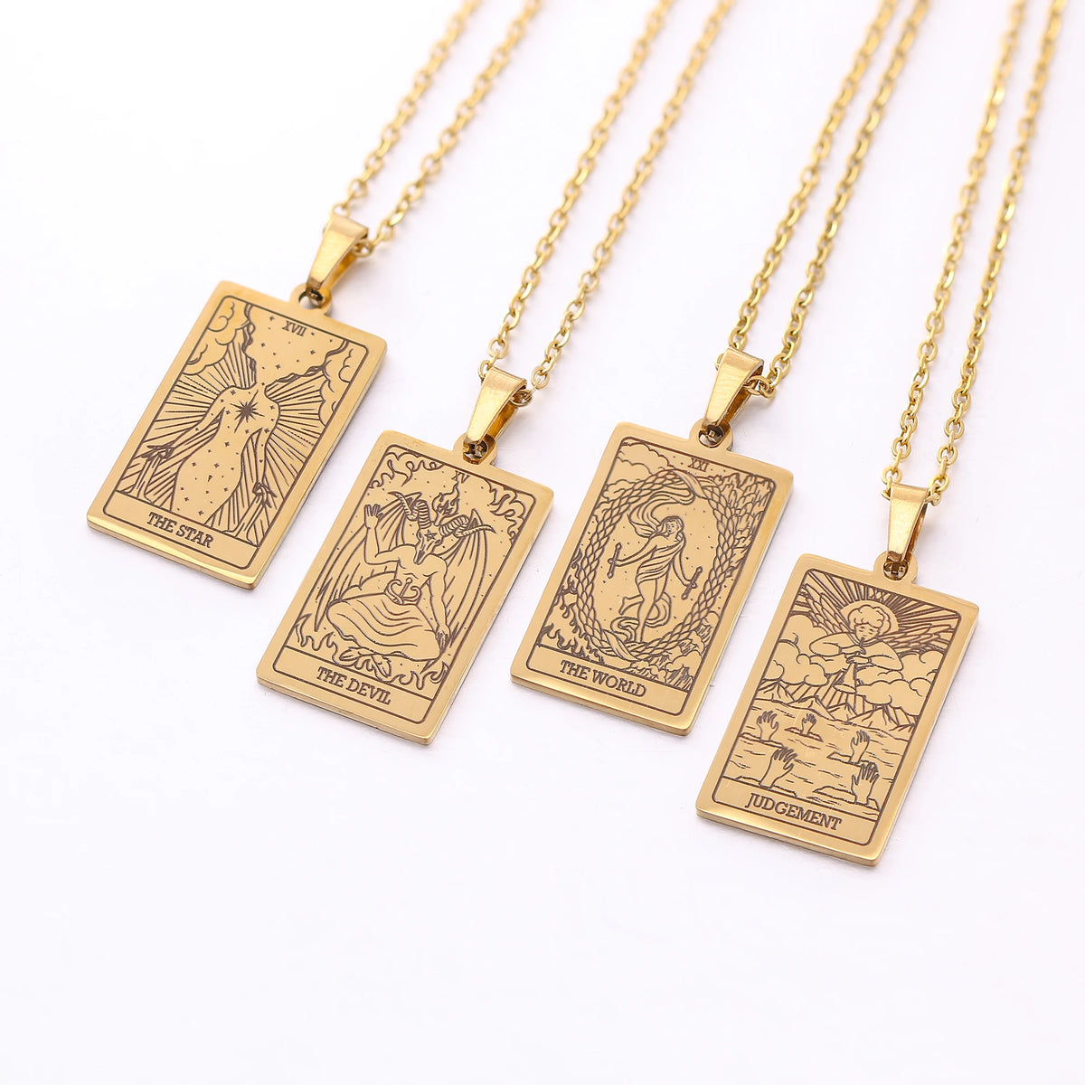 Tarot Card Necklace Stainless Steel Amulet Lucky Tarot Jewelry Women Choker Magician/Star/Moon/Sun Pendants Necklaces Wholesale