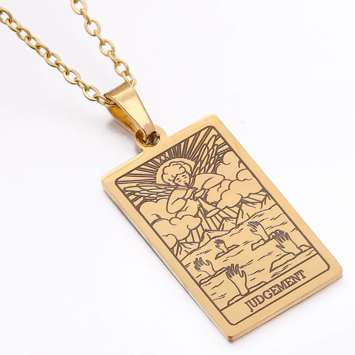 Tarot Card Necklace Stainless Steel Amulet Lucky Tarot Jewelry Women Choker Magician/Star/Moon/Sun Pendants Necklaces Wholesale