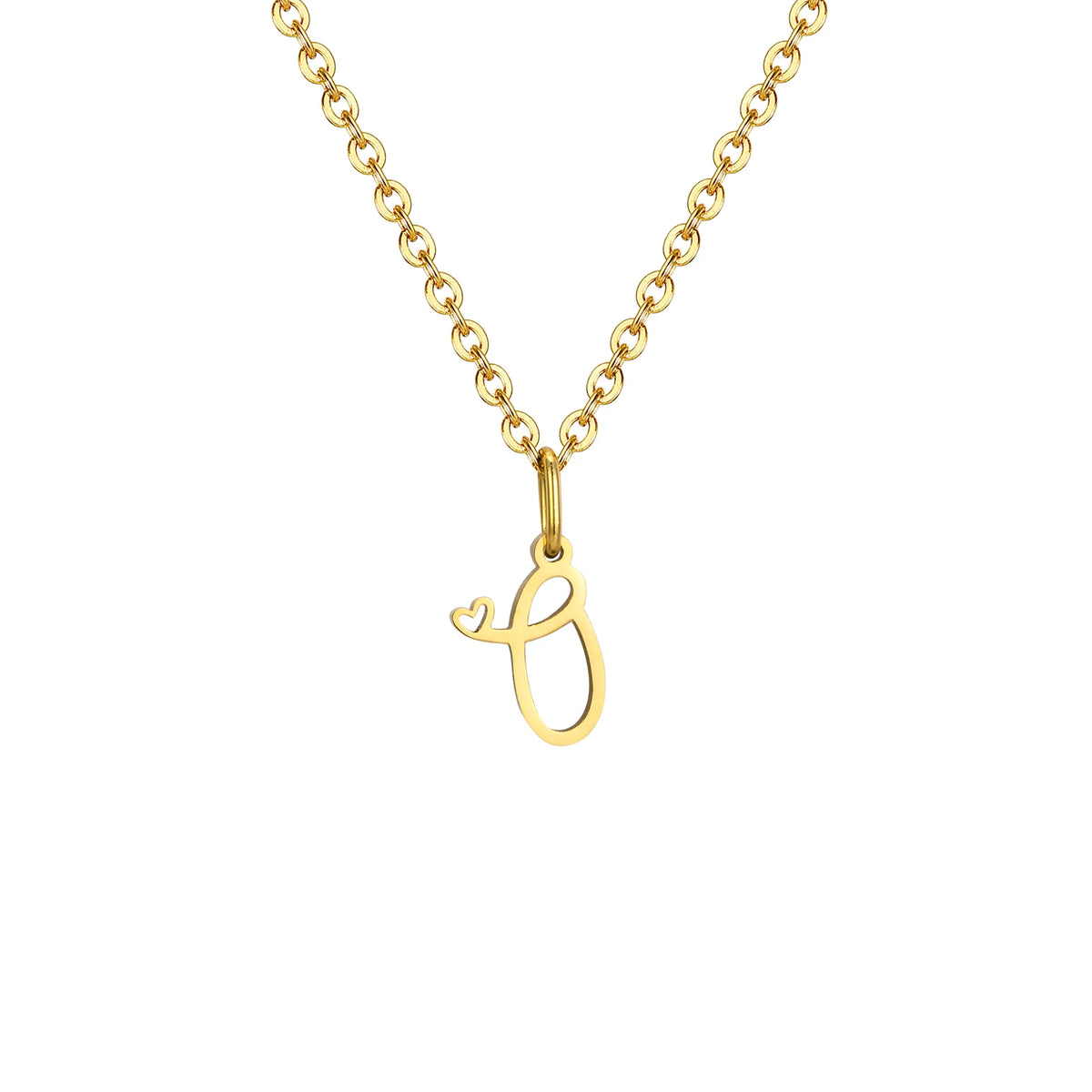 Dainty Heart Initial Necklace for Women, Gold Plated A-Z Letter Pendant, Waterproof Stainless Steel Monogram Jewelry, Personaliz