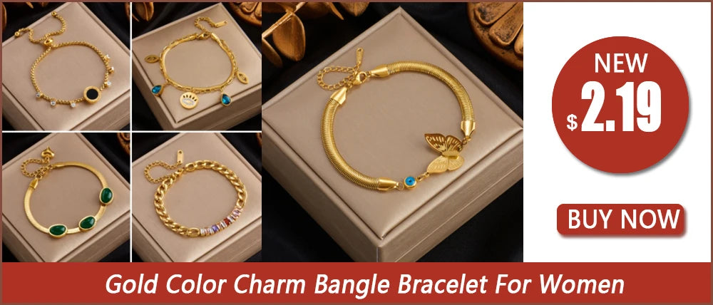 DIEYURO 316L Stainless Steel Gold Color Charm Bangle Bracelet For Women New Trend Rustproof Wrist Jewelry Party Gifts Bijoux
