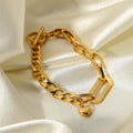 Gold Plated Stainless Steel Heart Bracelet for Women