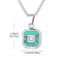 Vnox Turquoise Pendant Necklace for Men, Stainless Steel Box Chain Geometric Square Compass Natural Stone Vintage Jewelry Gift