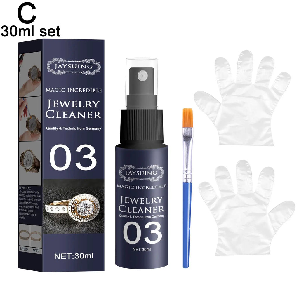 Jewelry Cleaner Cleaning Solution Tarnish Remover Stain-free Smooth Diamonds Gold Jewelry Clean Liquid Polishing Spray Kits