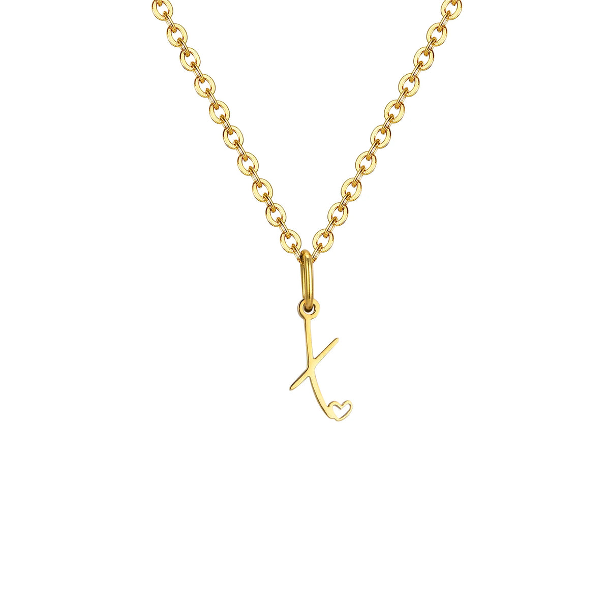 Dainty Heart Initial Necklace for Women, Gold Plated A-Z Letter Pendant, Waterproof Stainless Steel Monogram Jewelry, Personaliz