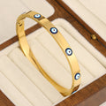 18K Gold-Plated Evil Eye 316L Stainless Steel Slim Cuff Bracelet