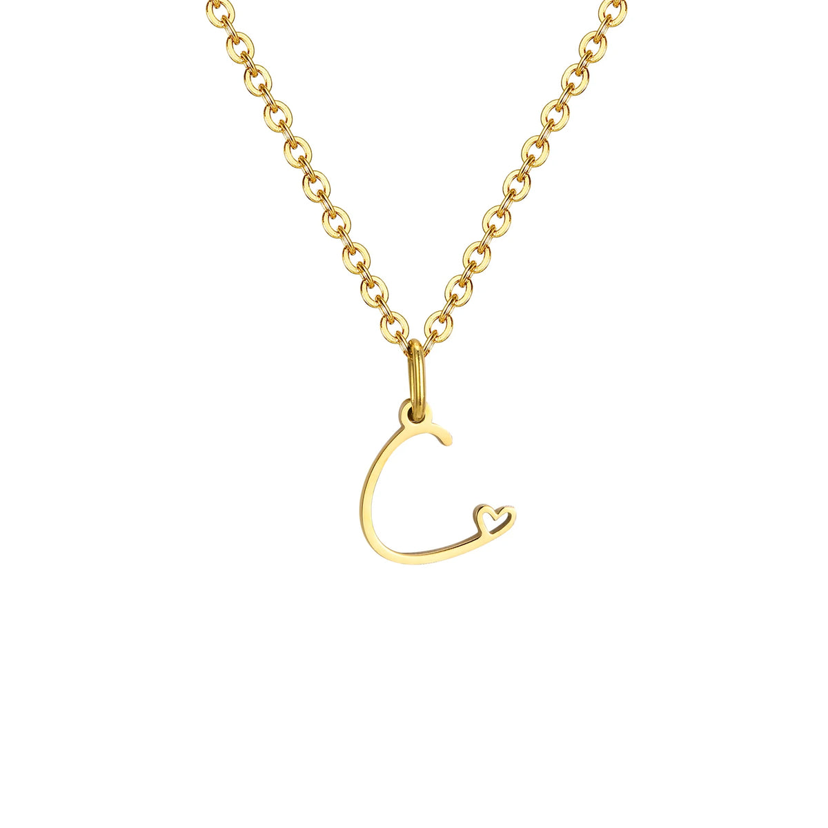 Dainty Heart Initial Necklace for Women, Gold Plated A-Z Letter Pendant, Waterproof Stainless Steel Monogram Jewelry, Personaliz