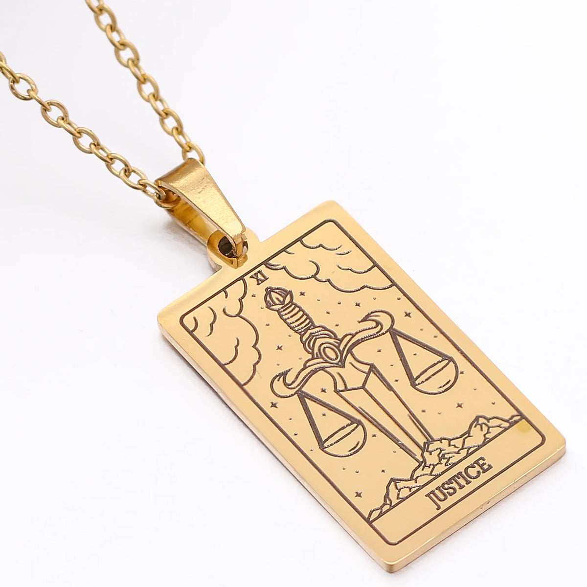 Tarot Card Necklace Stainless Steel Amulet Lucky Tarot Jewelry Women Choker Magician/Star/Moon/Sun Pendants Necklaces Wholesale
