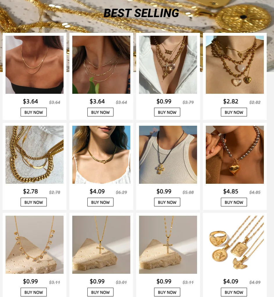 Uworld Lucky Flower Pendant Stainless Steel Gold Color Necklace Rust Proof Waterproof Statement Stylish Jewelry 2024