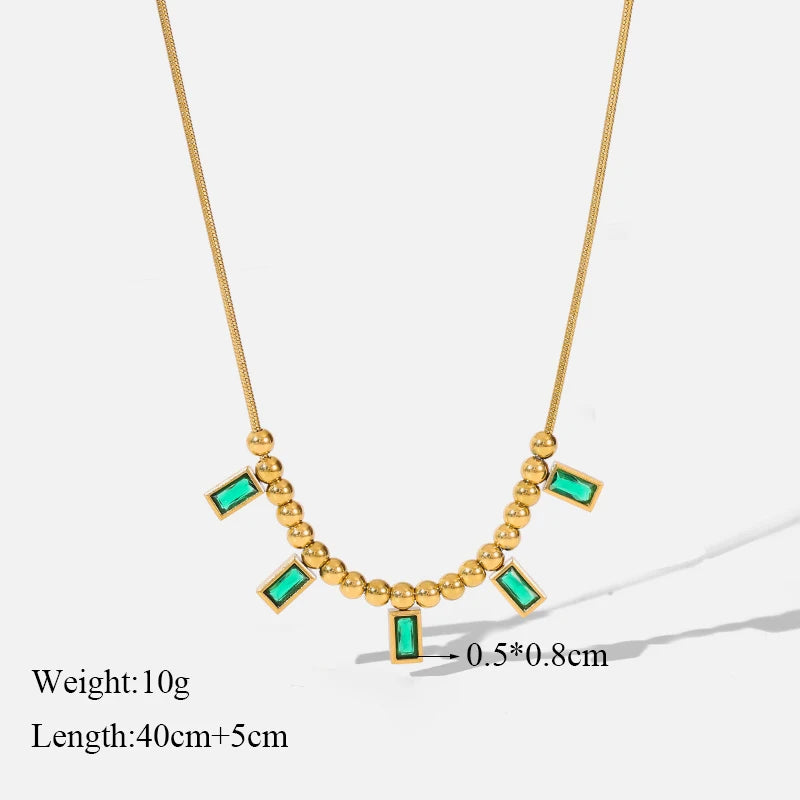 EILIECK 316L Stainless Steel Gold Color Zircon Necklace For Women Simple Style Chain Choker Fashion Wedding Necklaces Jewelry