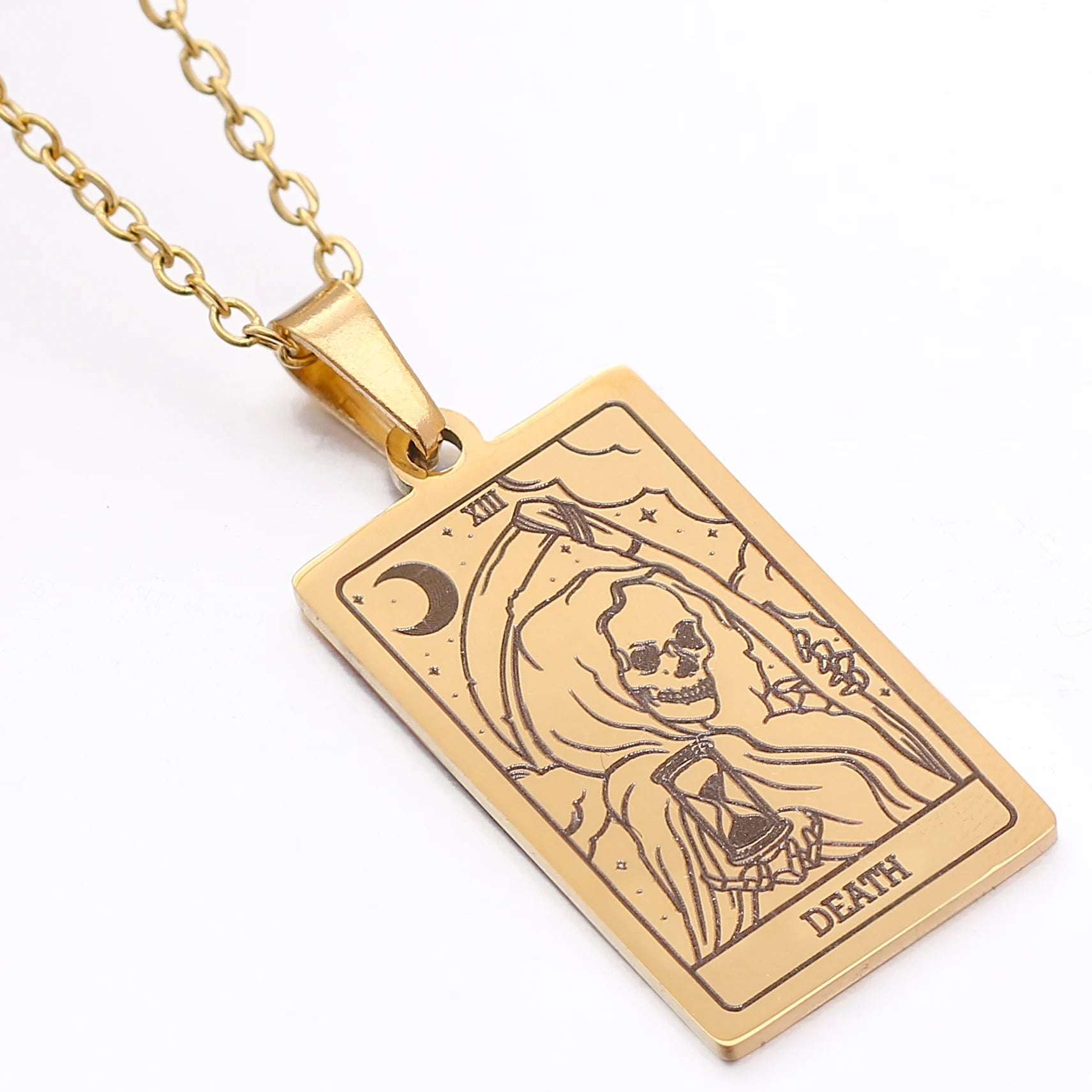 Tarot Card Necklace Stainless Steel Amulet Lucky Tarot Jewelry Women Choker Magician/Star/Moon/Sun Pendants Necklaces Wholesale