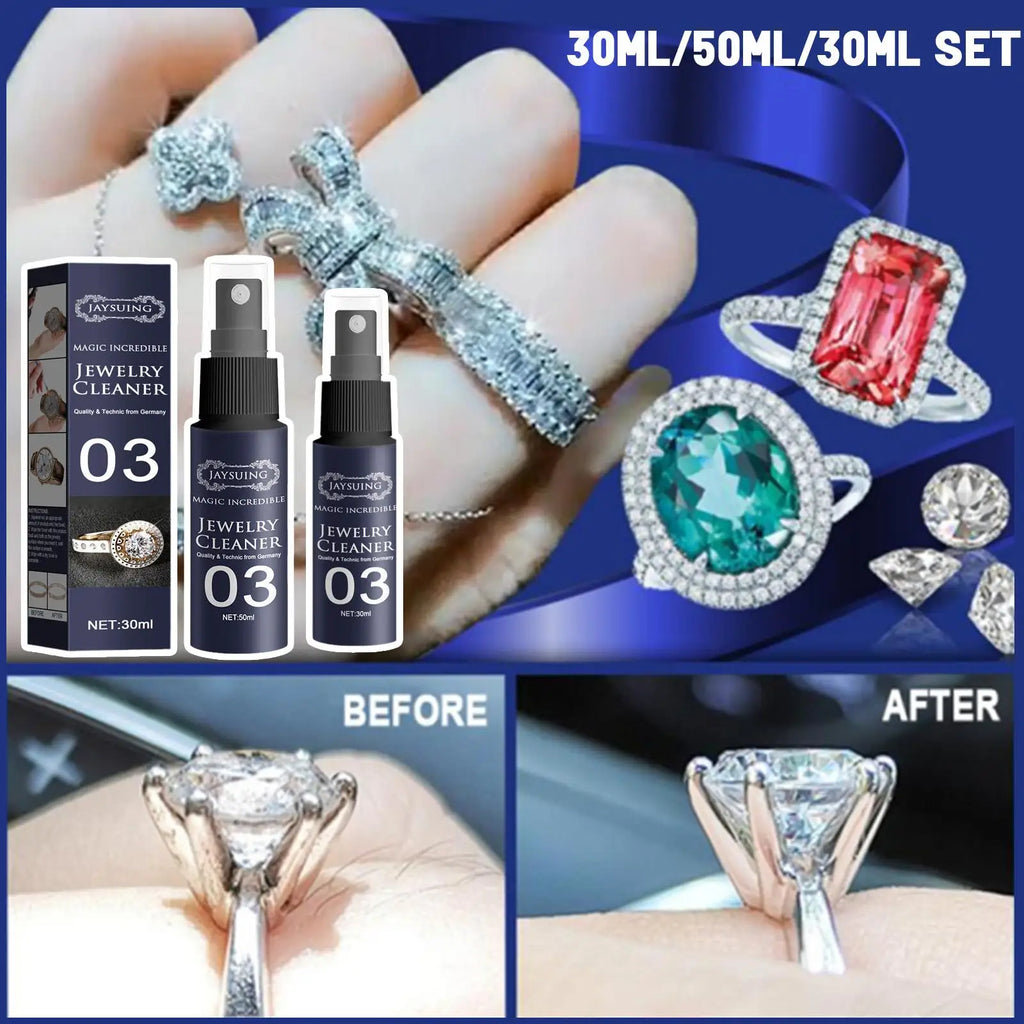 Jewelry Cleaner Cleaning Solution Tarnish Remover Stain-free Smooth Diamonds Gold Jewelry Clean Liquid Polishing Spray Kits