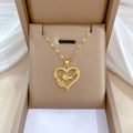 Luxury Full Zicron Shiny Heart Necklace for Women Titanium Steel Gold Color Anti-Tarnish Romantic Pendant Necklace