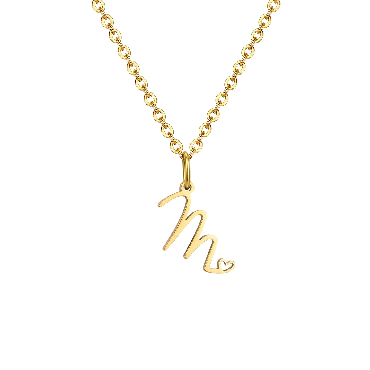 Dainty Heart Initial Necklace for Women, Gold Plated A-Z Letter Pendant, Waterproof Stainless Steel Monogram Jewelry, Personaliz