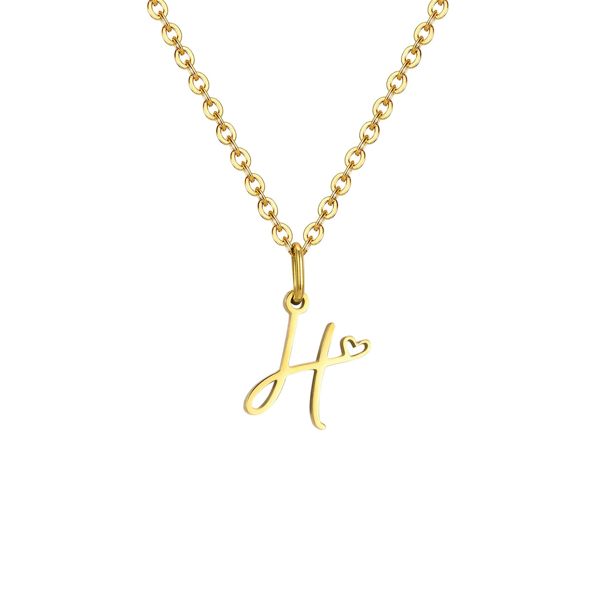 Dainty Heart Initial Necklace for Women, Gold Plated A-Z Letter Pendant, Waterproof Stainless Steel Monogram Jewelry, Personaliz