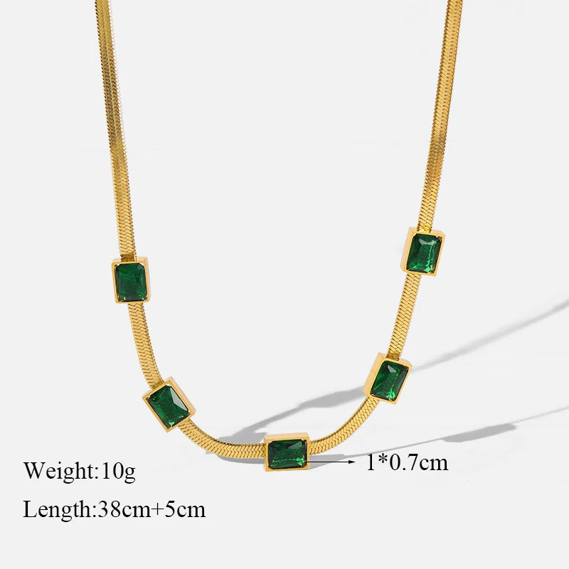 EILIECK 316L Stainless Steel Gold Color Zircon Necklace For Women Simple Style Chain Choker Fashion Wedding Necklaces Jewelry