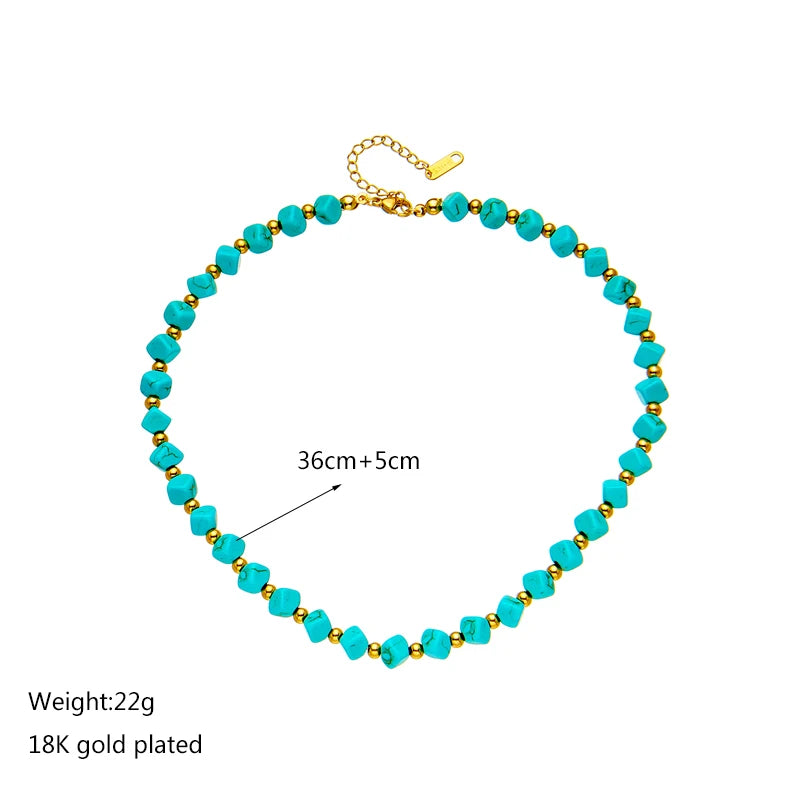 DIEYURO 316L Stainless Steel Green Stone Choker Necklace For Women New Trend Short Chain Girls Torques Jewelry Party Gift Bijoux