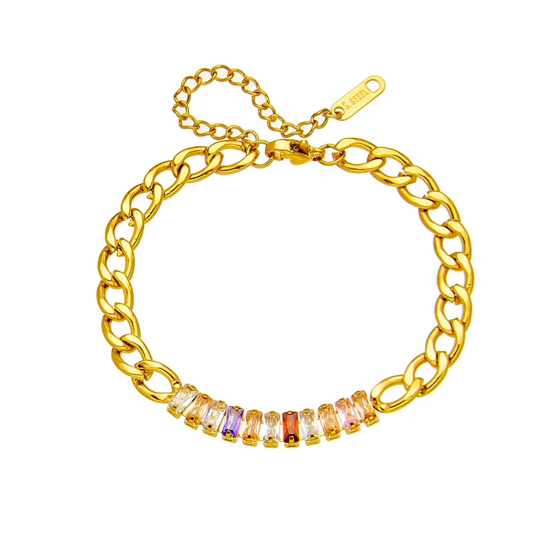 DIEYURO 316L Stainless Steel Gold Color Charm Bangle Bracelet For Women New Trend Rustproof Wrist Jewelry Party Gifts Bijoux