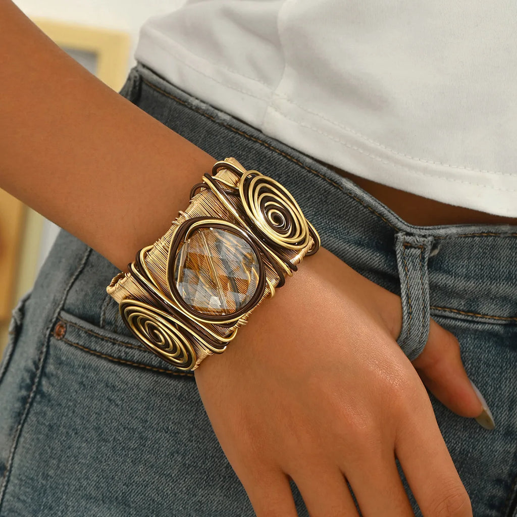 Boho Waterproof Cubic Zirconia Bangles Stainless Steel Bracelets Tarnish Free Jewelry for Women Factory Wholesales Customize