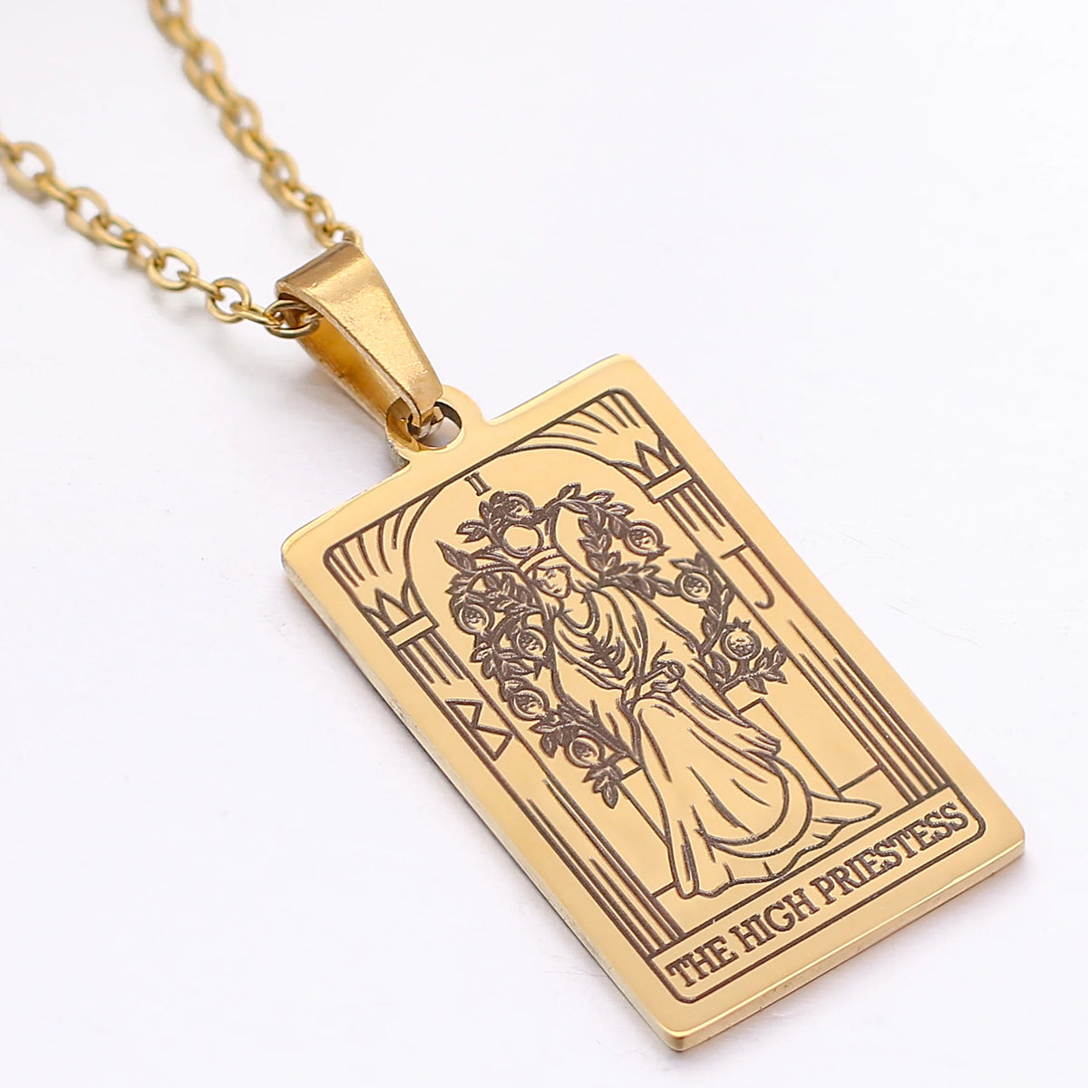 Tarot Card Necklace Stainless Steel Amulet Lucky Tarot Jewelry Women Choker Magician/Star/Moon/Sun Pendants Necklaces Wholesale