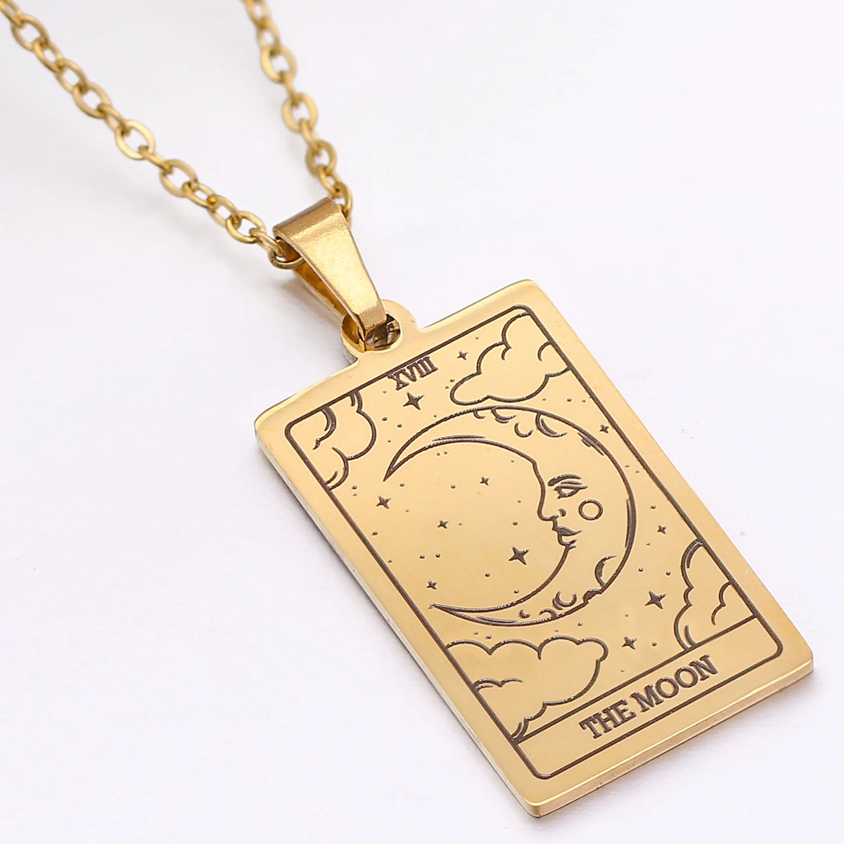 Tarot Card Necklace Stainless Steel Amulet Lucky Tarot Jewelry Women Choker Magician/Star/Moon/Sun Pendants Necklaces Wholesale