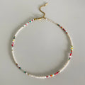Peri'sbox Boho Colorful Acrylic Beaded Chain for Women 18K Gold Plated Solid Fish Pendant Necklace Waterproof Stackable Jewelry