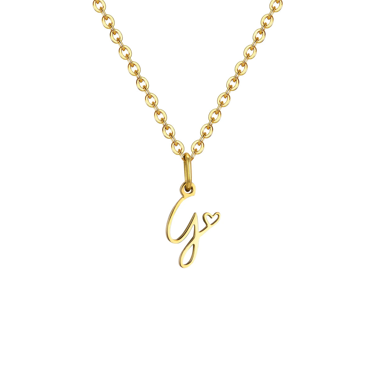 Dainty Heart Initial Necklace for Women, Gold Plated A-Z Letter Pendant, Waterproof Stainless Steel Monogram Jewelry, Personaliz